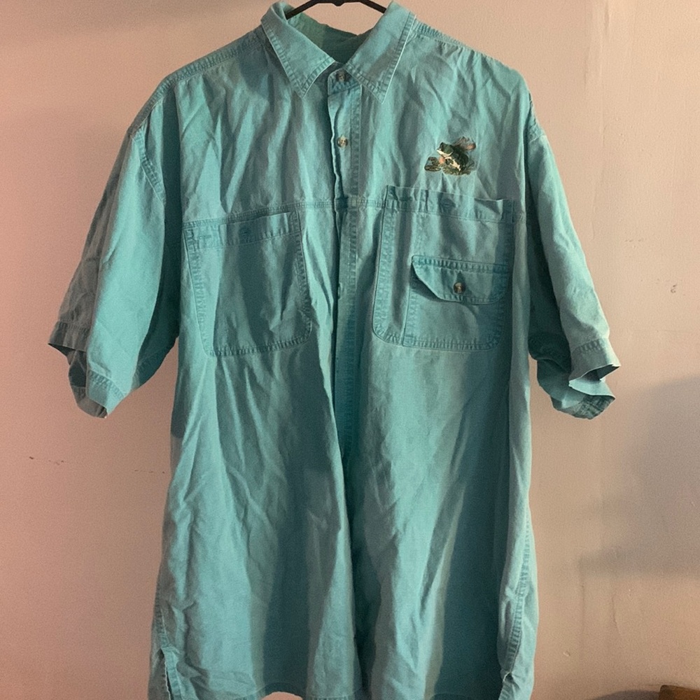 Redhead teal vintage bass fishing shirt